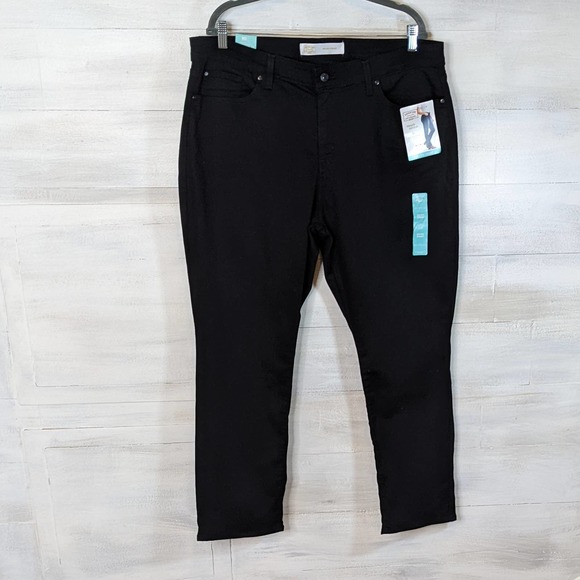 Levi Strauss Signature Black Mid Rise Straight Pants Size 20S 35"Wx 32"L NWT - Picture 1 of 6